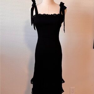 Abercrombie & Fitch Black Midi Dress with Bow Straps